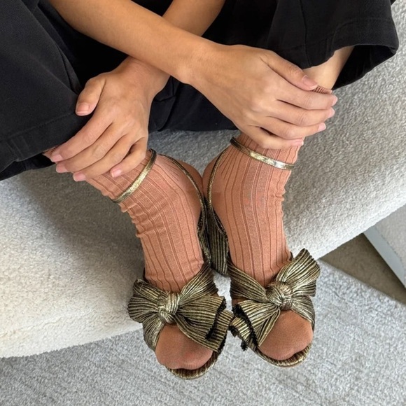Loeffler Randall Shoes - Loeffler Randall Dahlia Dark Gold Pleated Bow Heel BNIB size 6